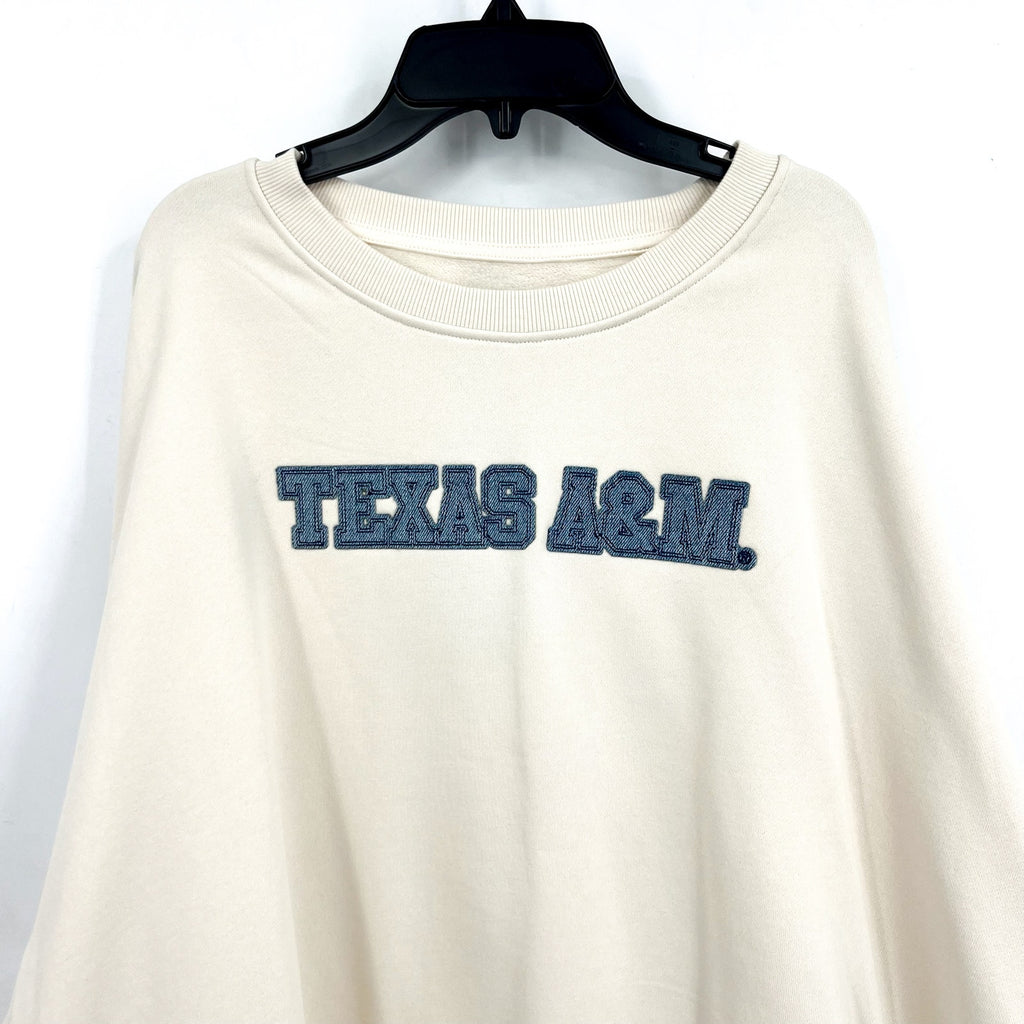 PRO STANDARD Womens Texas A&M Oversized Pullover Sweatshirt 2XL Cream Blue NWT
