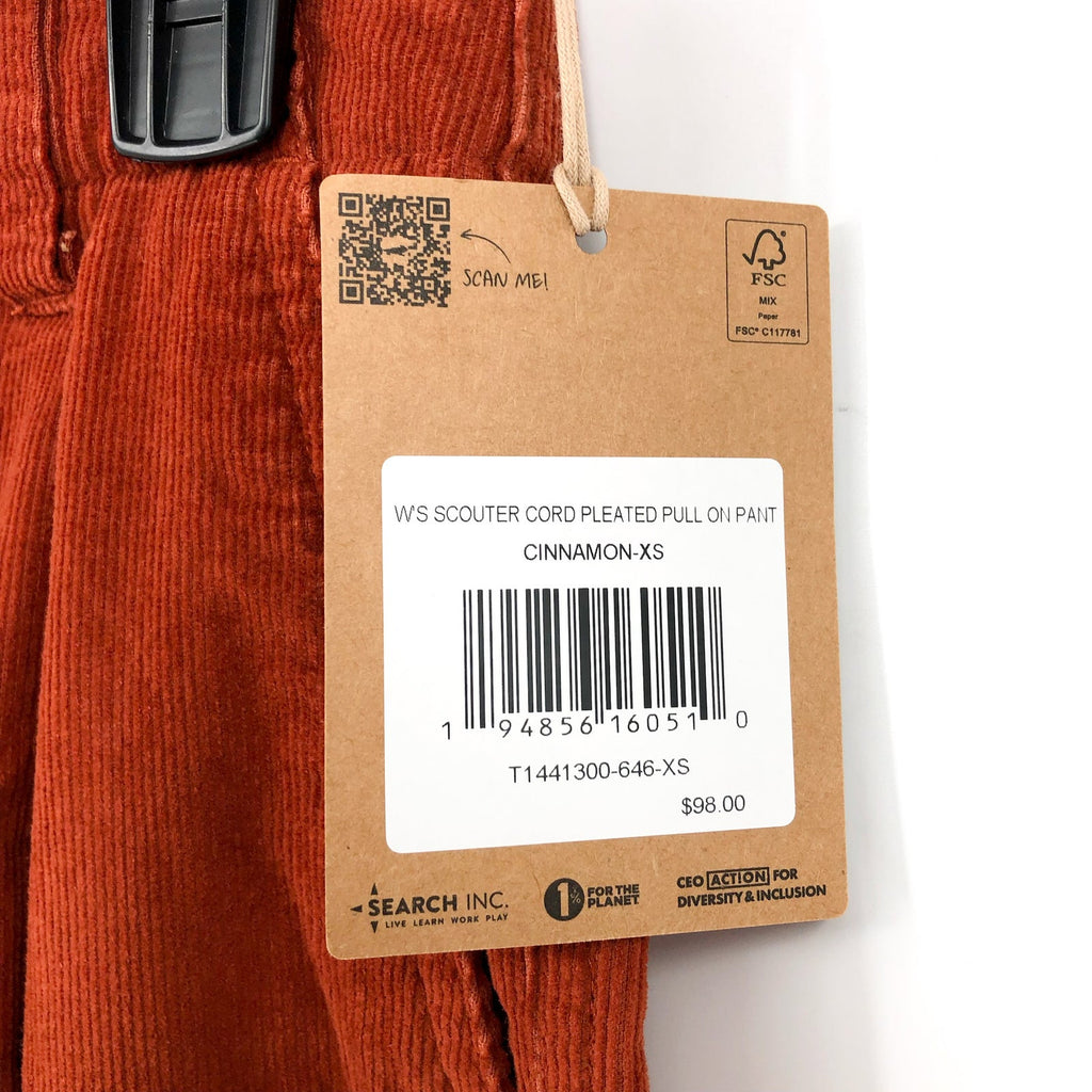 TOAD&CO Women's Scouter Cord Pleated Pants XS Red Orange Cinnamon Pull-On NWT