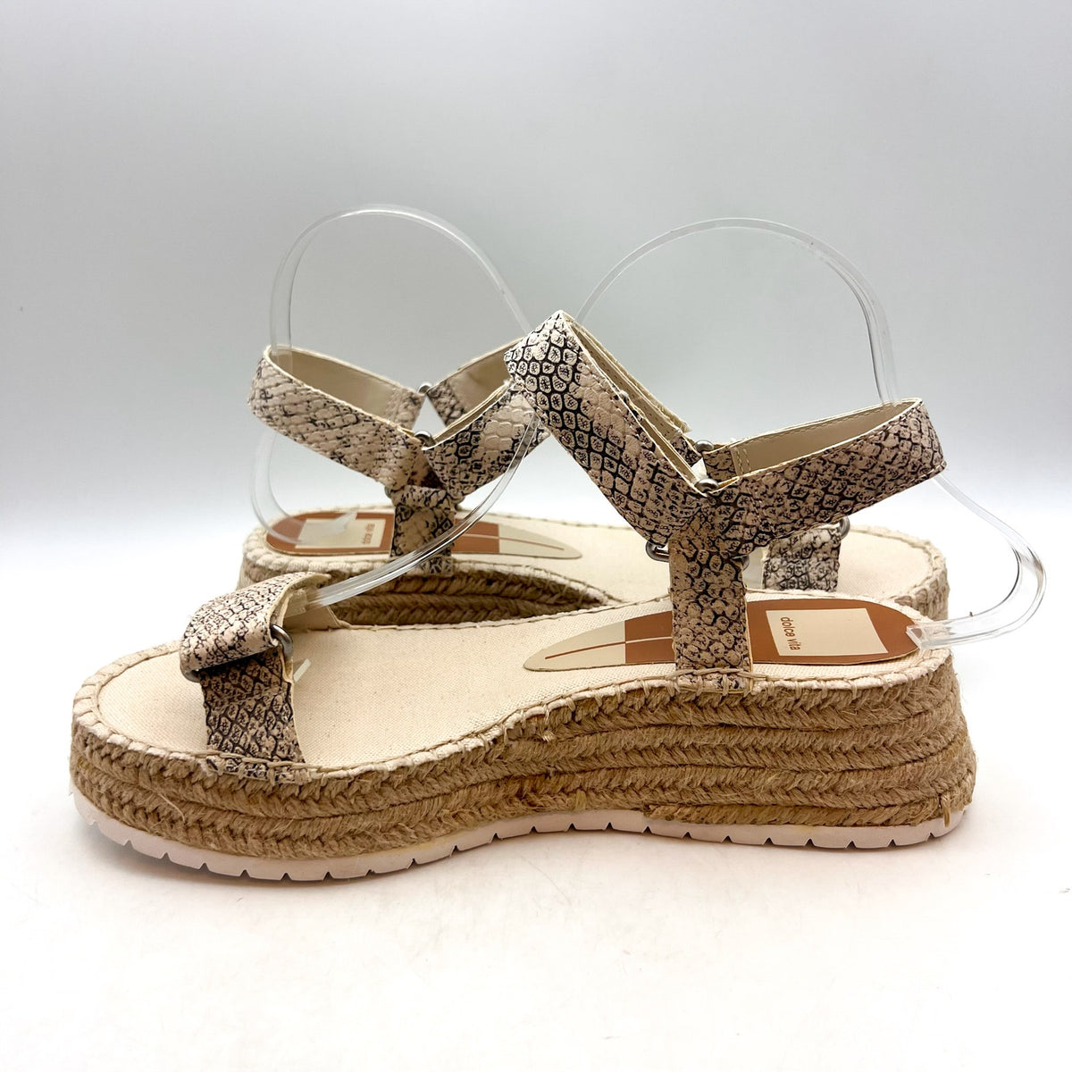 DOLCE VITA Myra Espadrille Platform Sandals Size 8.5 Stone Snake Leather NWOB