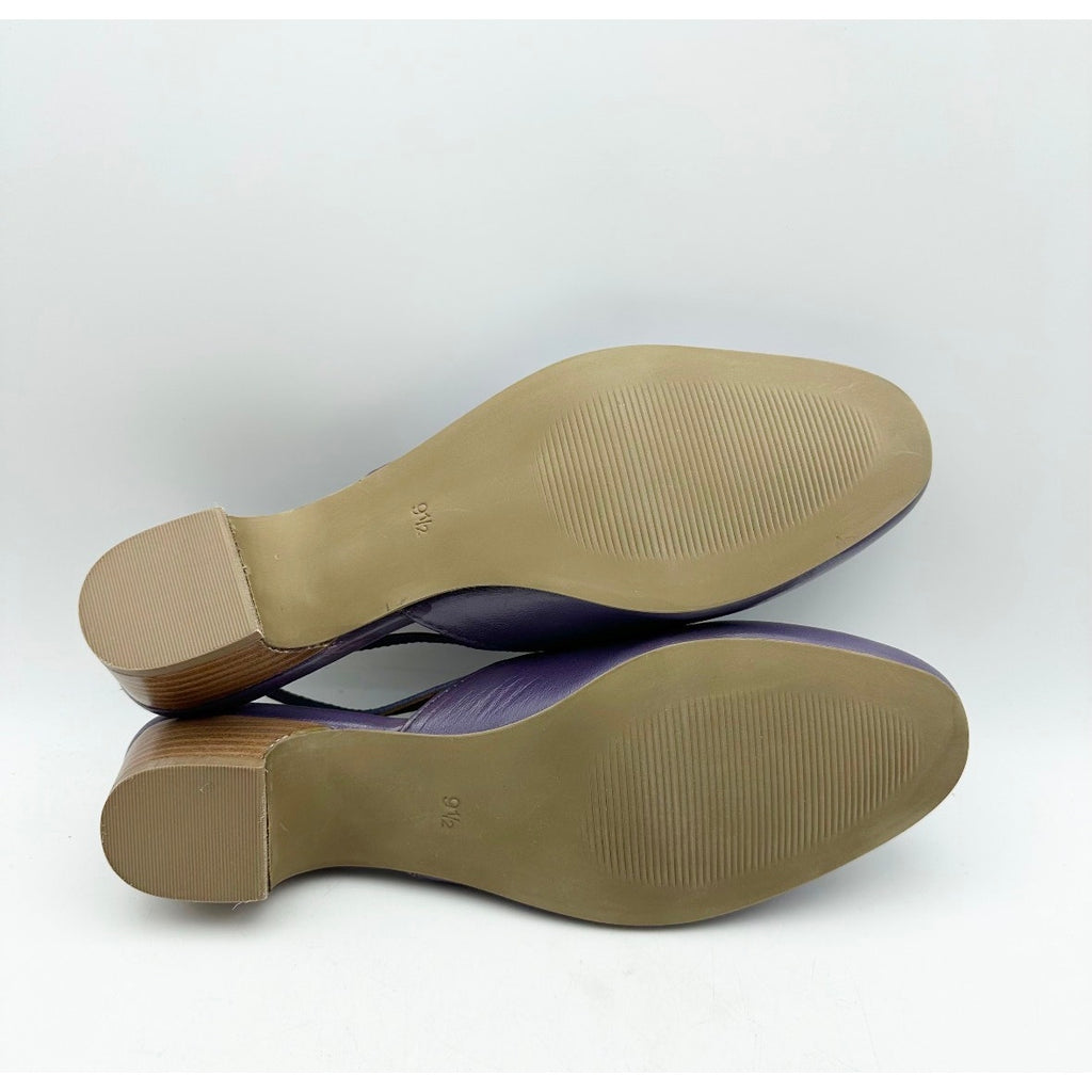 Coldwater Creek Womens Josie 2 Slingback Heels Size 9.5 Wide Purple Leather NIB