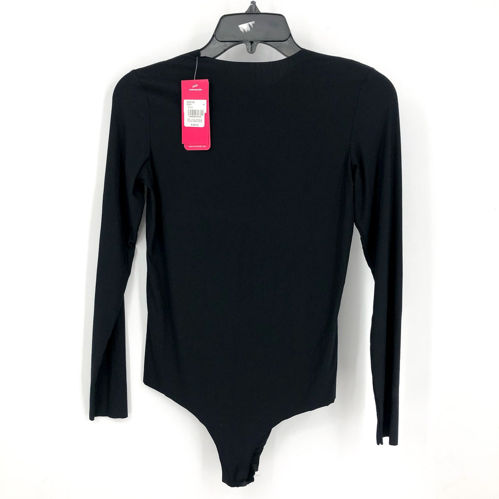 COMMANDO Women's Butter Long Sleeve Crewneck Bodysuit Medium Black NWT