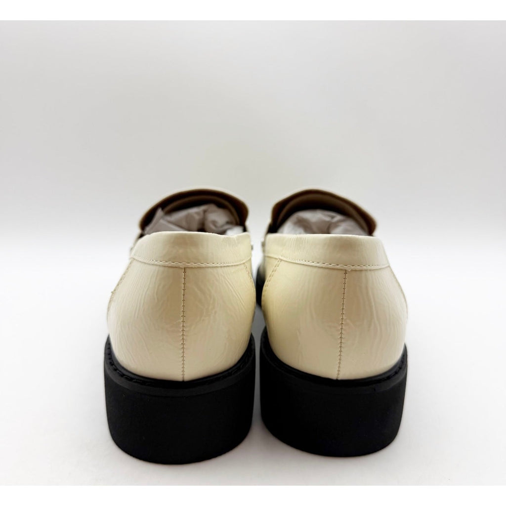 Franco Sarto Womens Cassandra Loafers Size 8.5 M Cream White Patent Leather NIB
