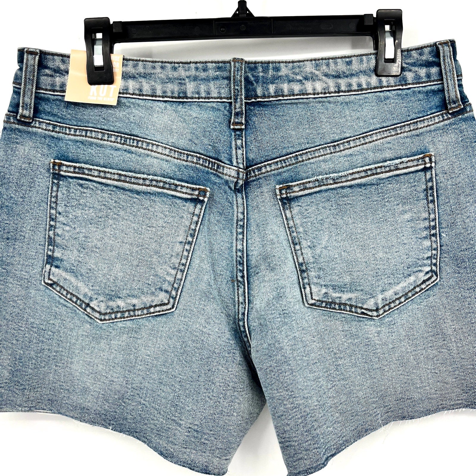 KUT FROM THE KLOTH Taylor Denim Shorts Size 8 Freedom Blue High Waist CutOff NWT