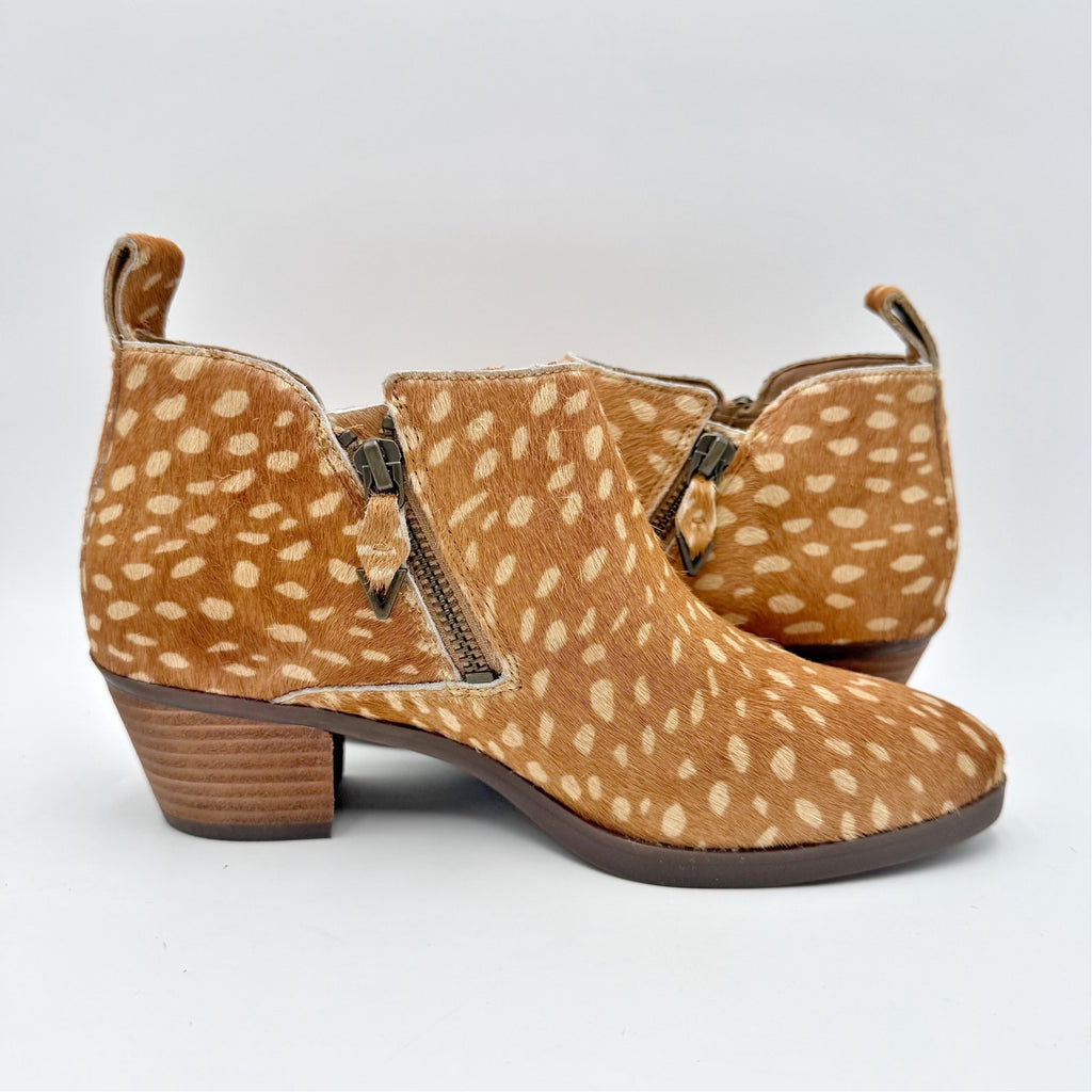 Vionic Womens Cecily Ankle Booties Size 5 EU 36 Brown Deer Print Calf Hair NWOB
