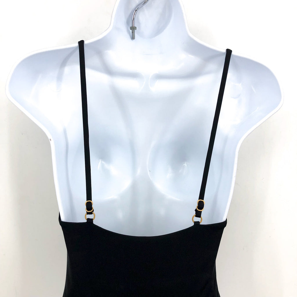 L*SPACE Women's Piper Classic One Piece Swimsuit XS Black Front Keyhole NWT