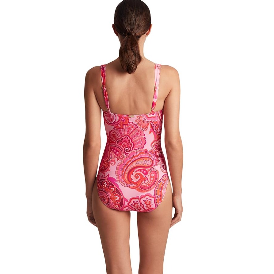 LAUREN RALPH LAUREN Underwire One-Piece Size 4 Pink Provence Paisley NWT