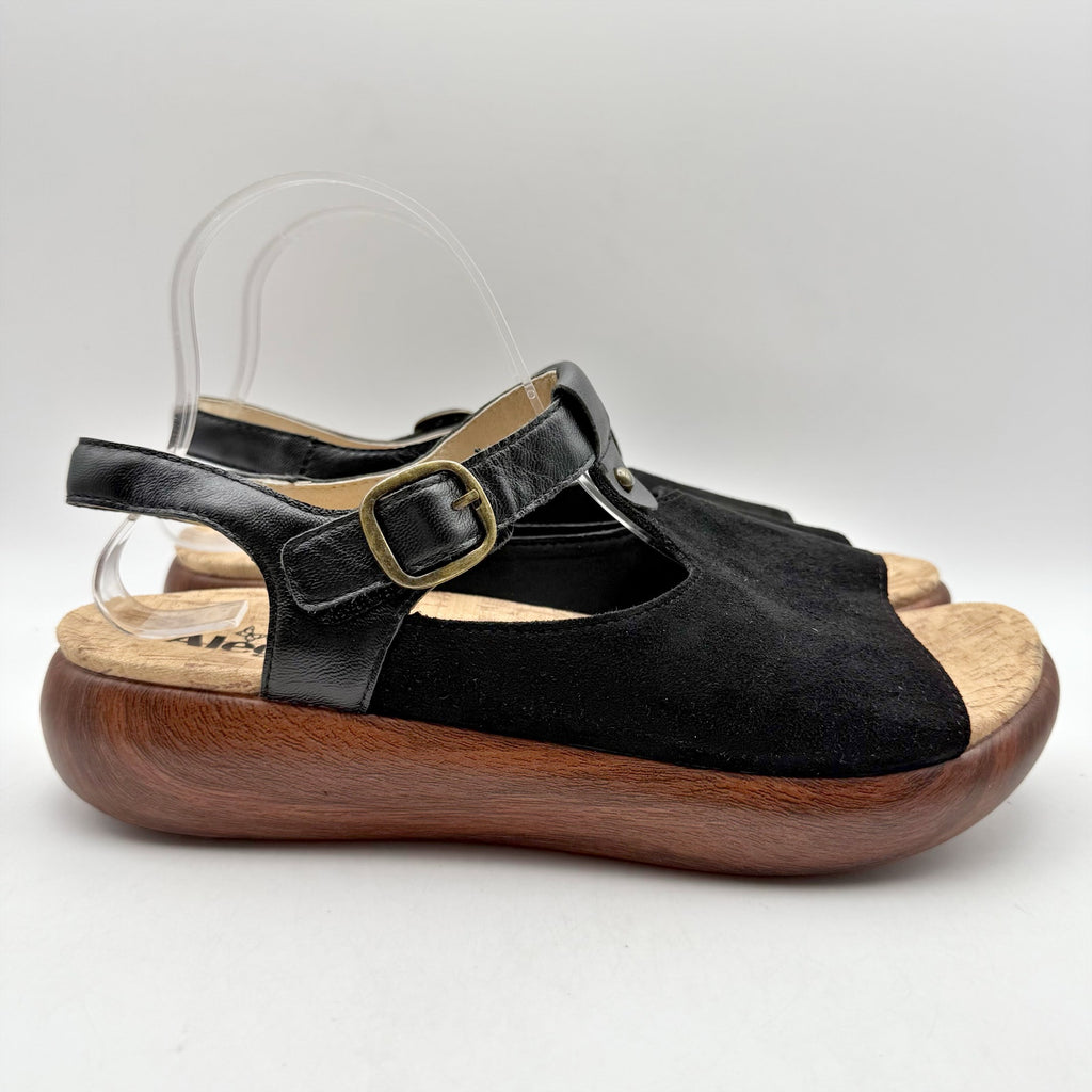 Alegria Womens Betsie Stretch Sandals EU 42 US 11.5-12 Black Leather NWOB