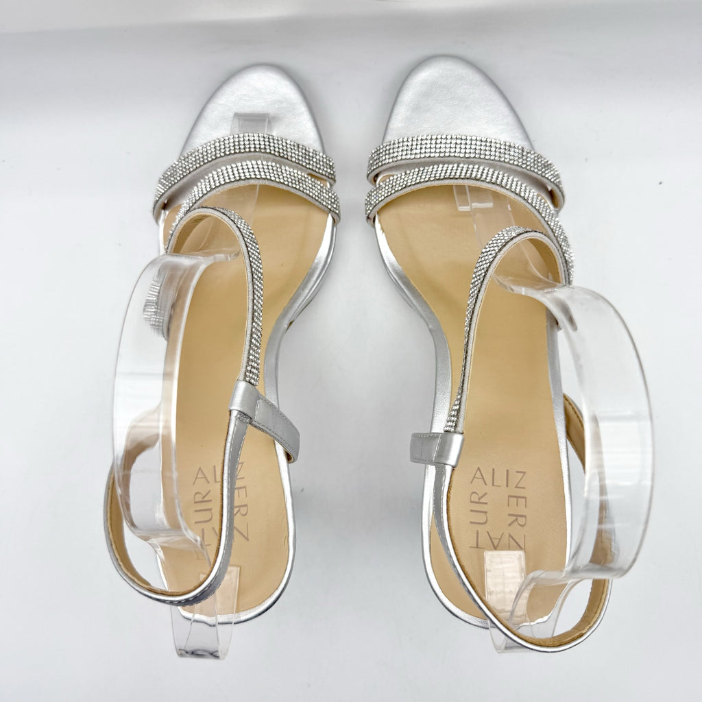 Naturalizer Womens Brenta2 Platform Heel Sandals US 9.5 M EU 40.5 Silver NWOB