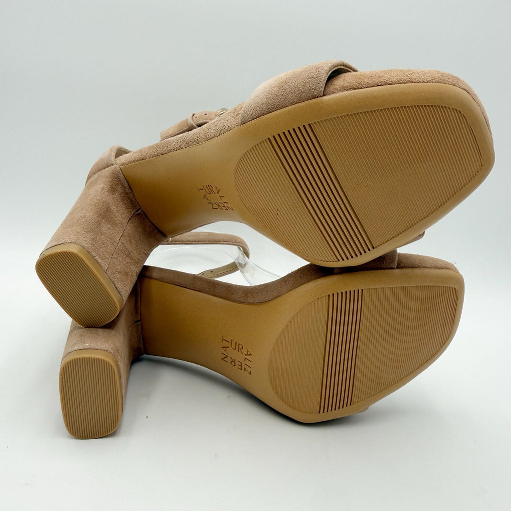 Naturalizer Womens Joy Heeled Dress Sandals Size 6 Wide Tan Suede NWOB