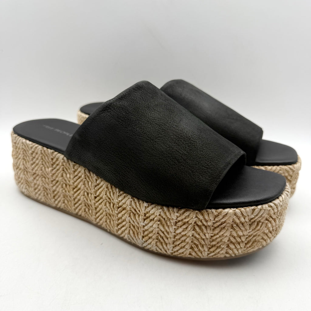 Free People Womens Harbor Flatform Sandals SIZE 9 EU 39 Black Leather NWOB