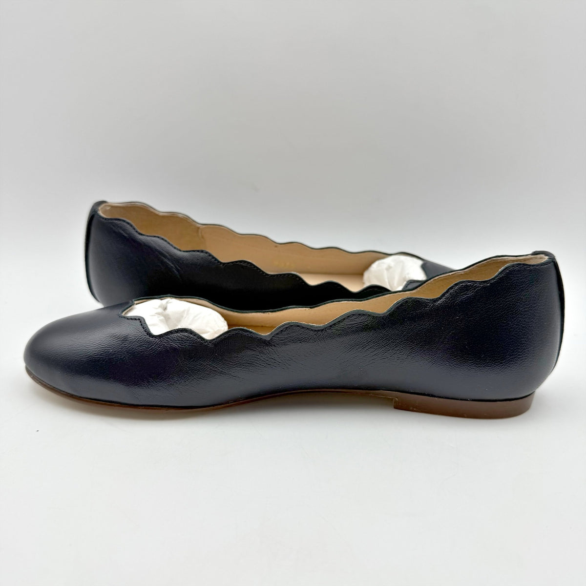 French Sole FS/NY Womens Jigsaw Flats Size 5 EU 35.5 Navy Blue Nappa Leather NIB