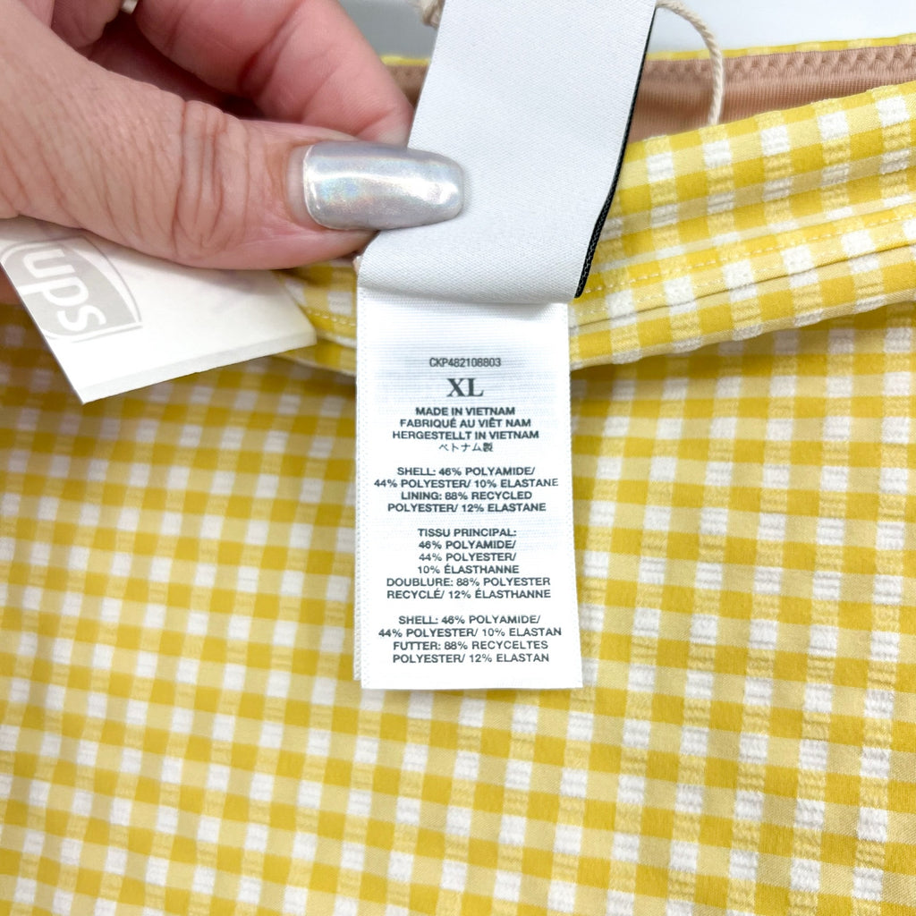 MADEWELL Prawn High-rise Bikini Bottom XL Yellow Chamomile Tea Seersucker NWT