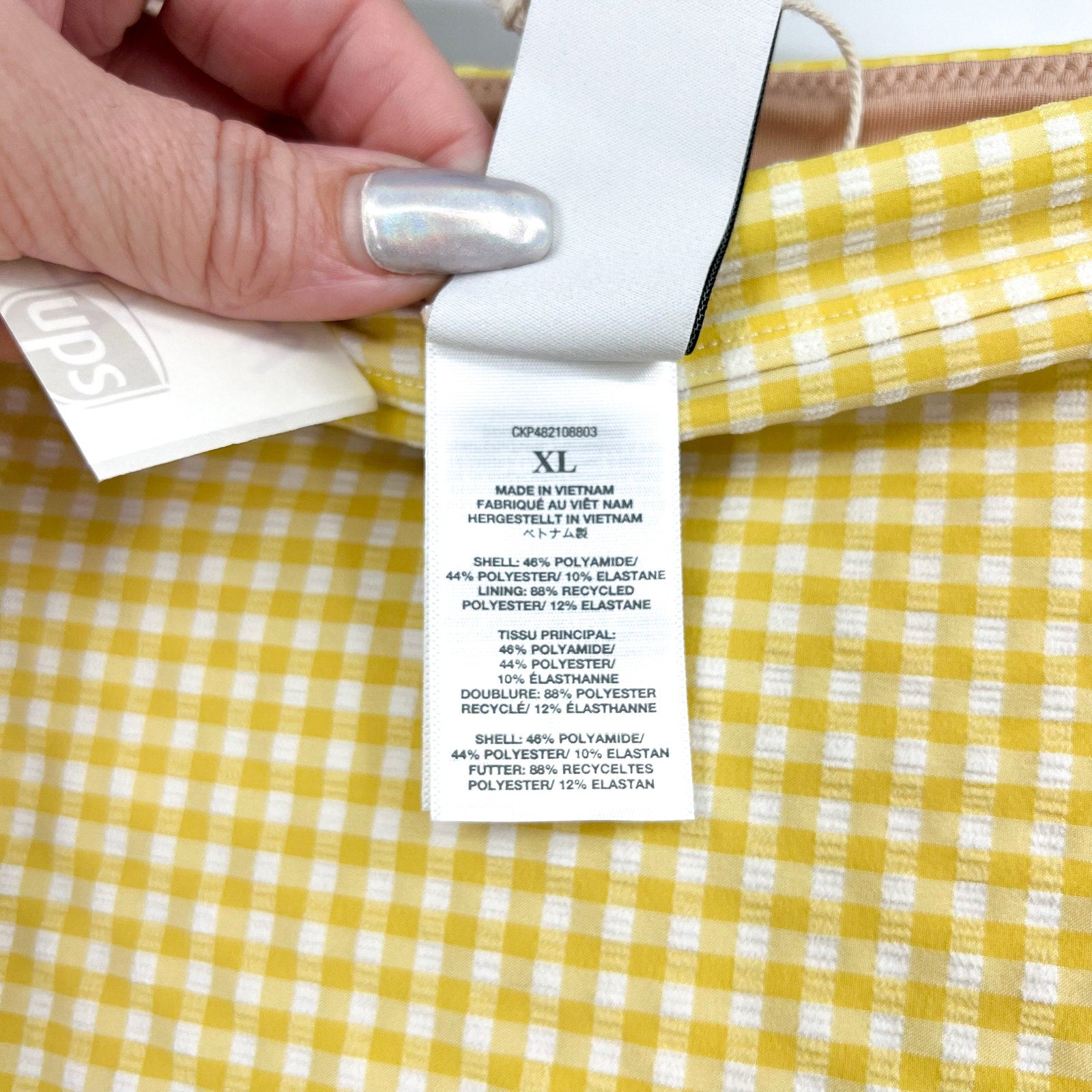 MADEWELL Prawn High-rise Bikini Bottom XL Yellow Chamomile Tea Seersucker NWT