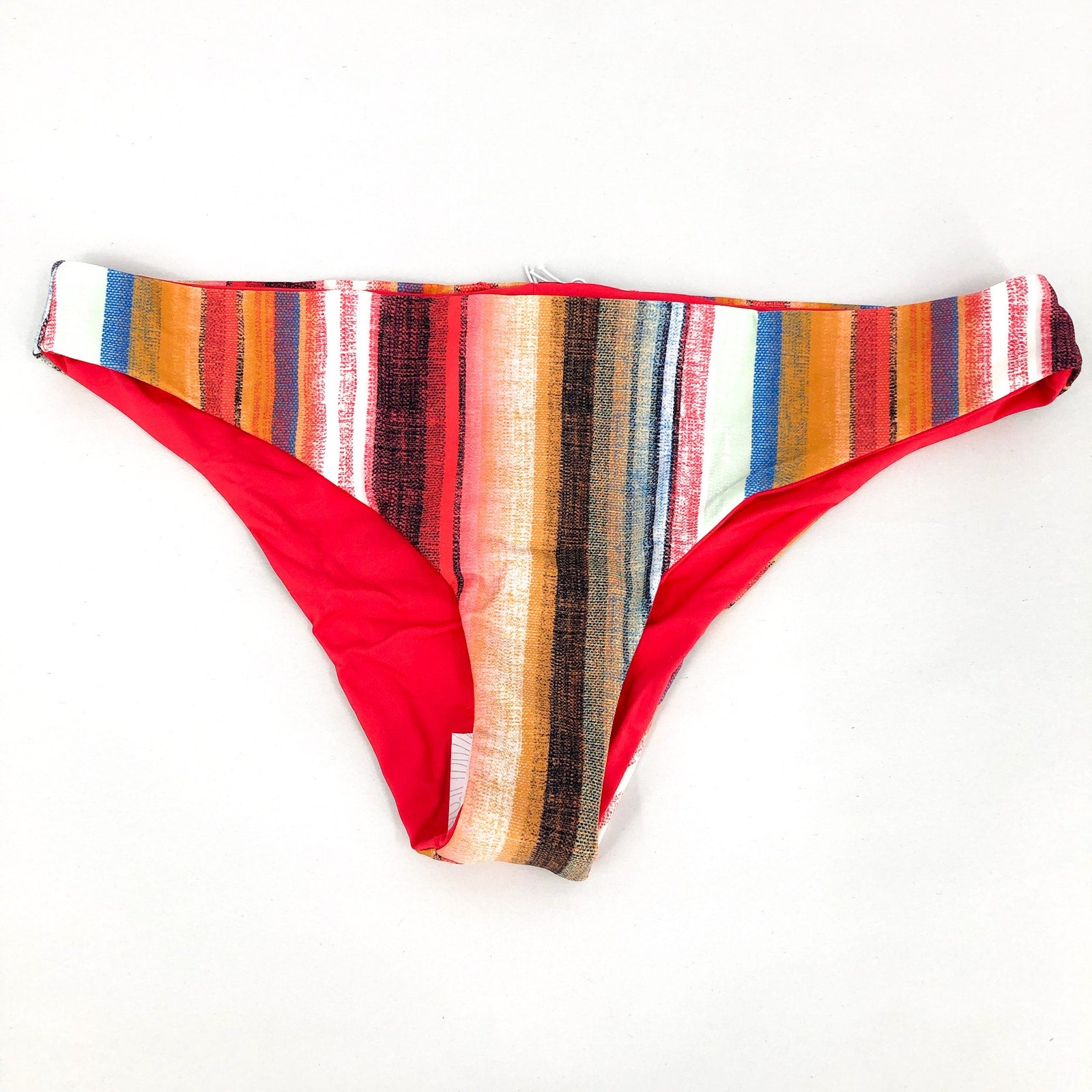 PRANA Women's Gemma Reversible Bikini Bottom Medium Multi Baja Stripe NWT