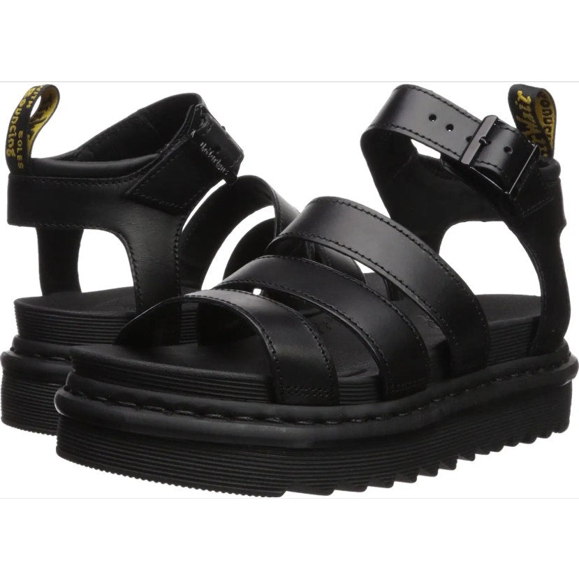 Dr. Martens Womens Blaire Sandals US 9 EU 41 Black Vegan Leather Platform NWOB