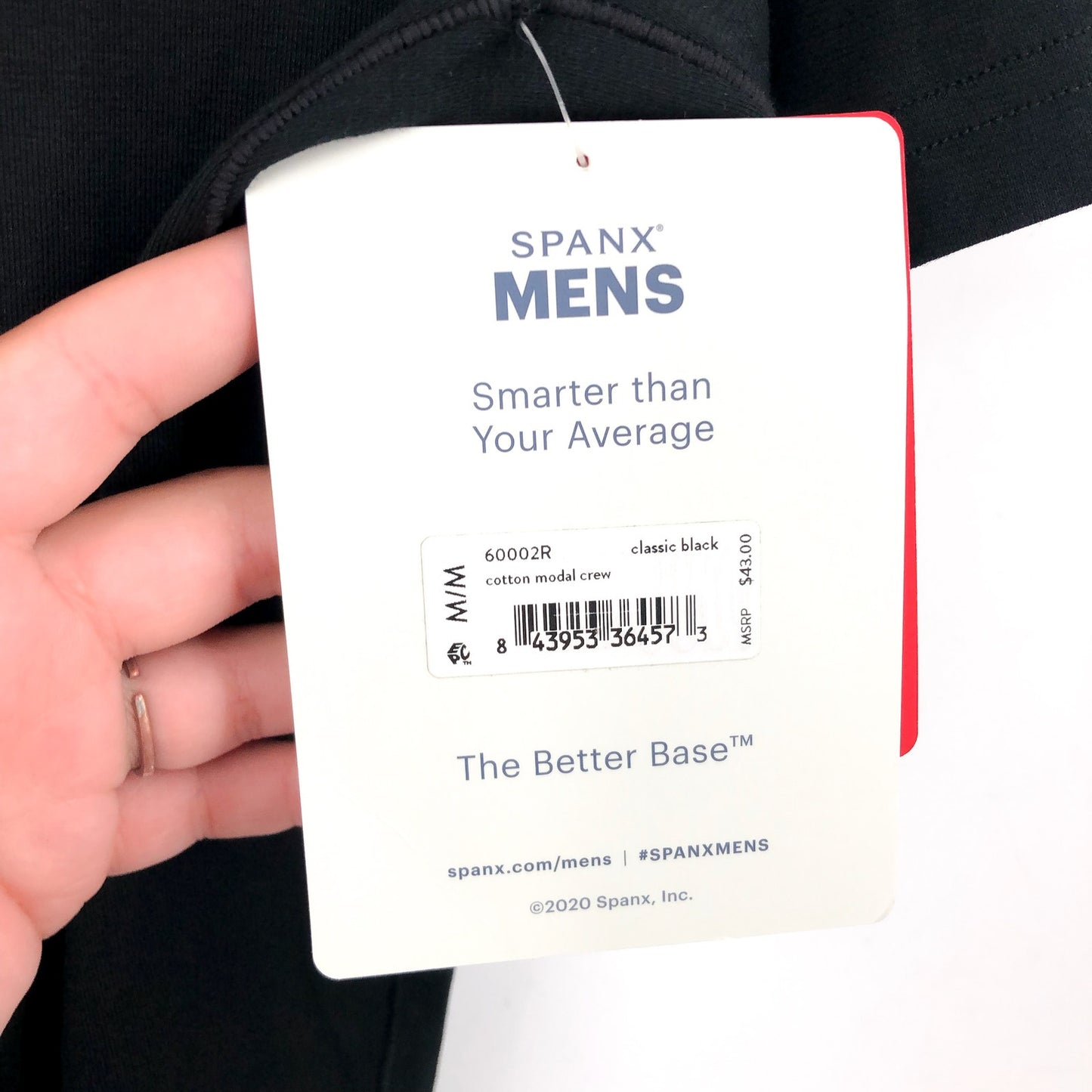 SPANX Mens Zero Sculpt Crewneck T-shirt Medium Classic Black Cotton & Modal NWT