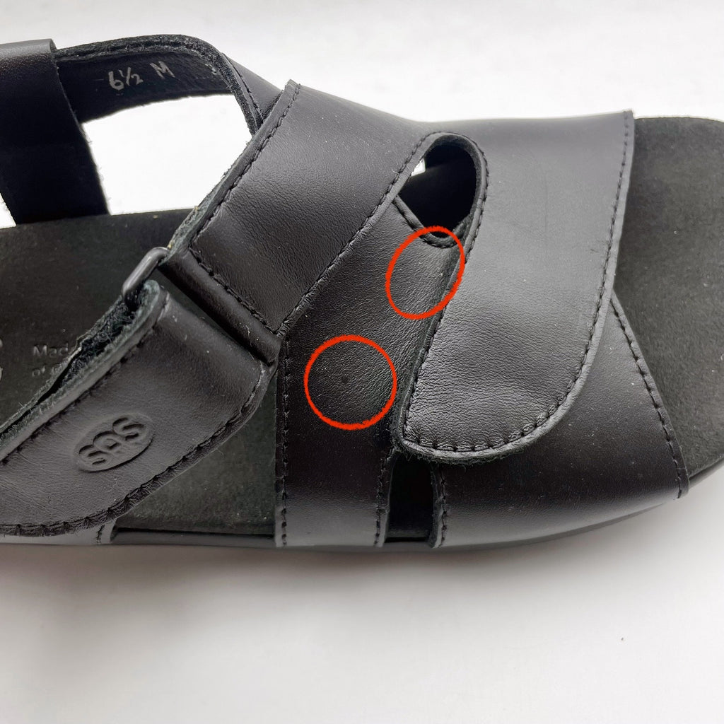 SAS Womens Huggy Adjustable Comfort Sandal US 6.5M EU 37 Black Leather NWOB