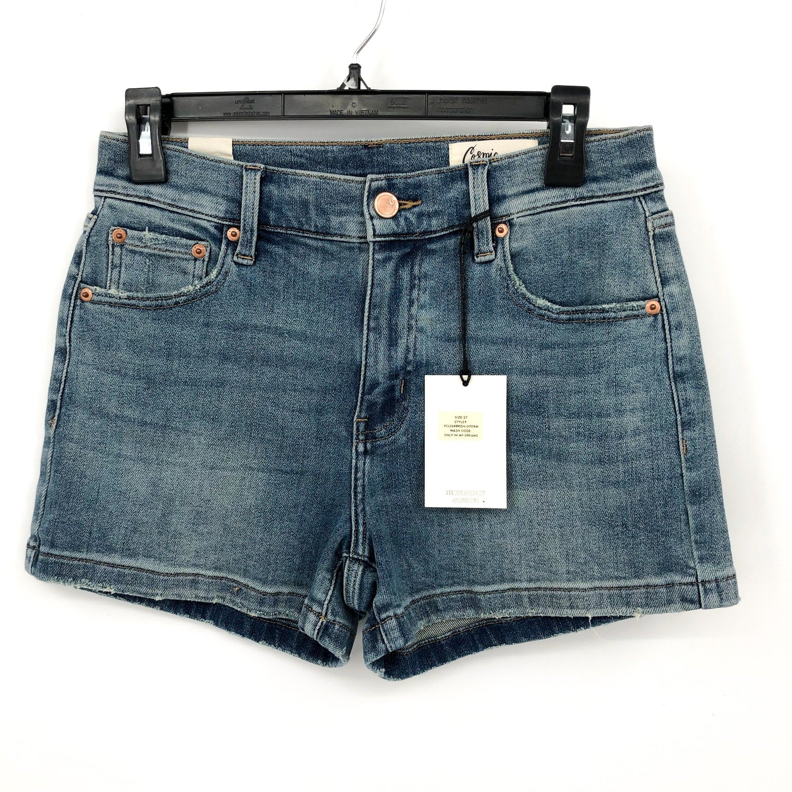 STITCH FIX X COSMIC BLUE LOVE Cuffed Denim Shorts Size 27 US 4 Blue Mid Rise NWT