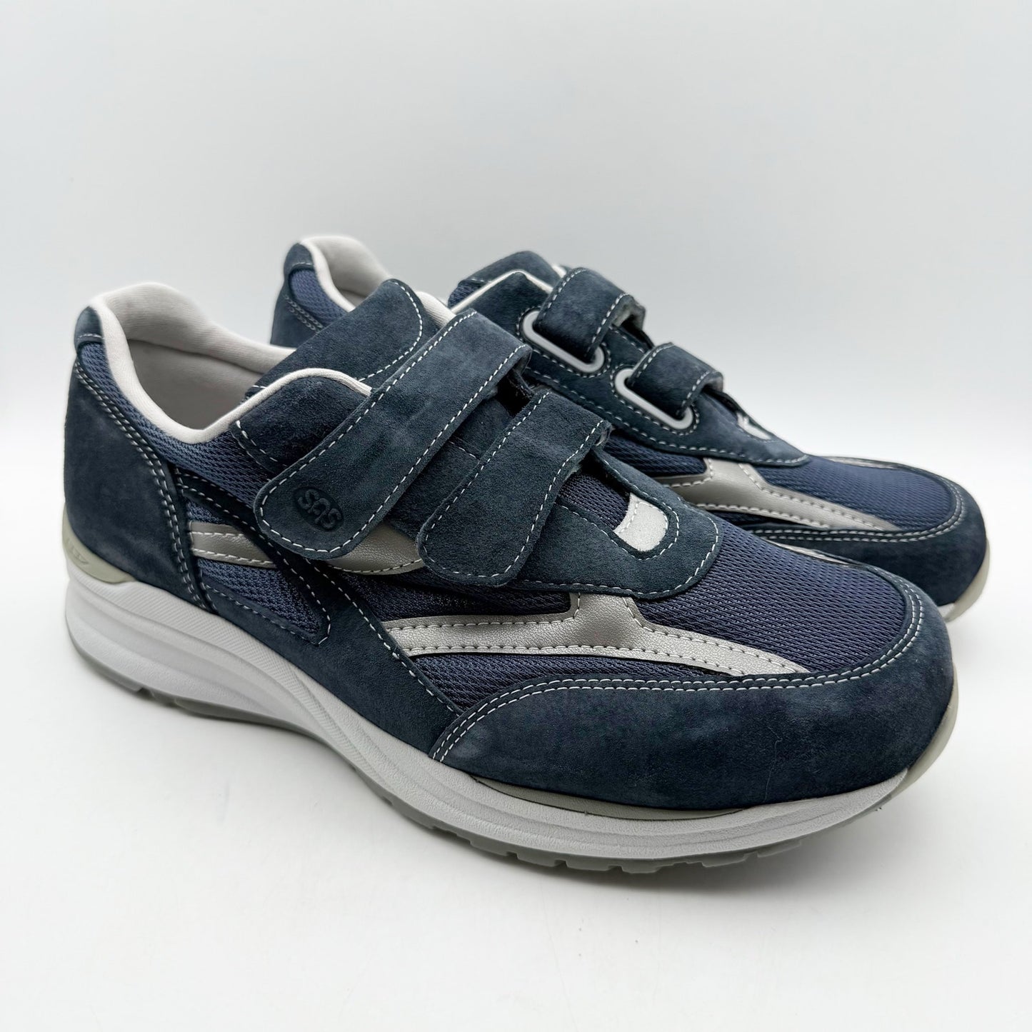 SAS Mens JV Mesh Walking Sneakers US 10.5 WW Blue Hook and Loop Suede NWOB