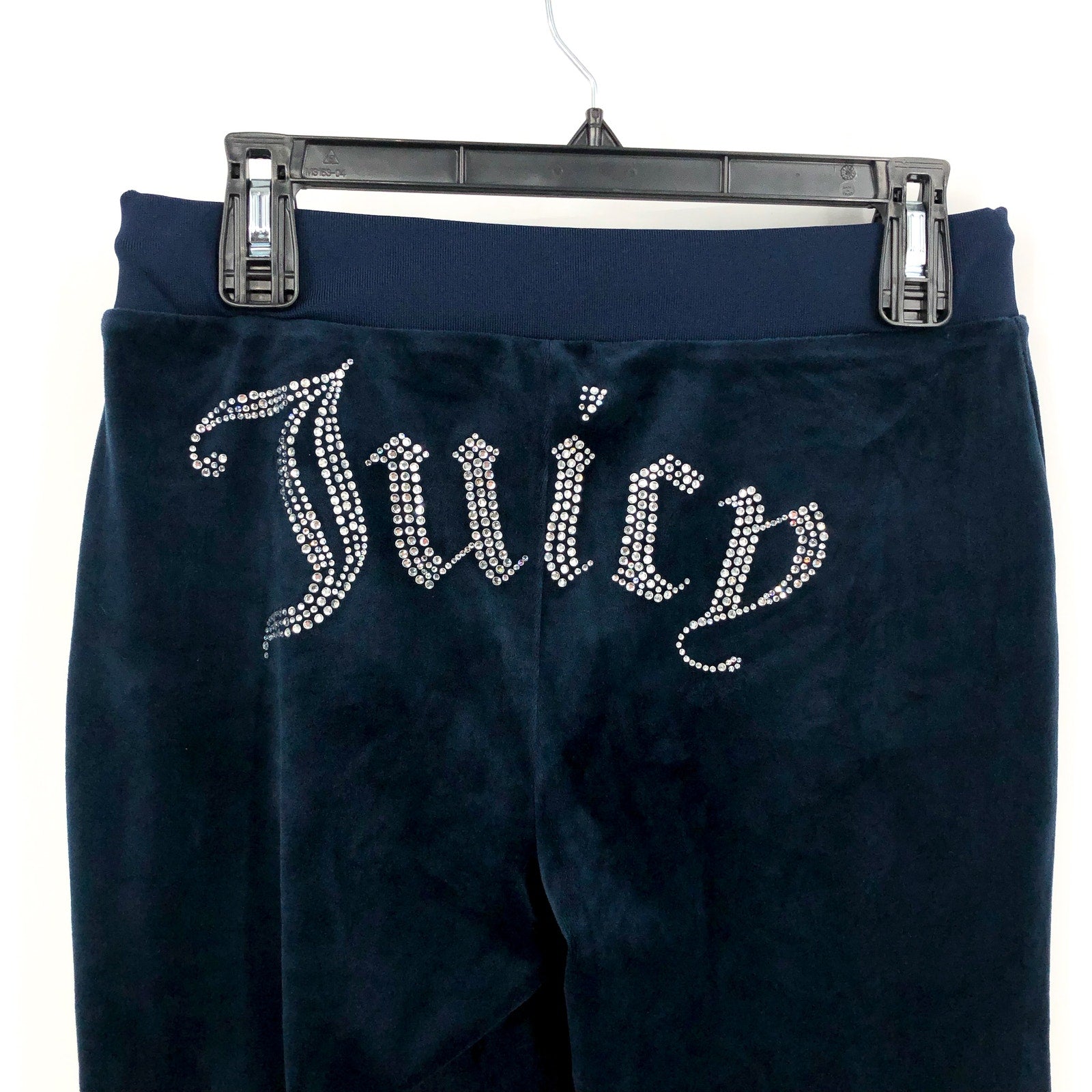 JUICY COUTURE Women's Velour Pants Small Regal Blue Straight Leg Rib Waist NWT