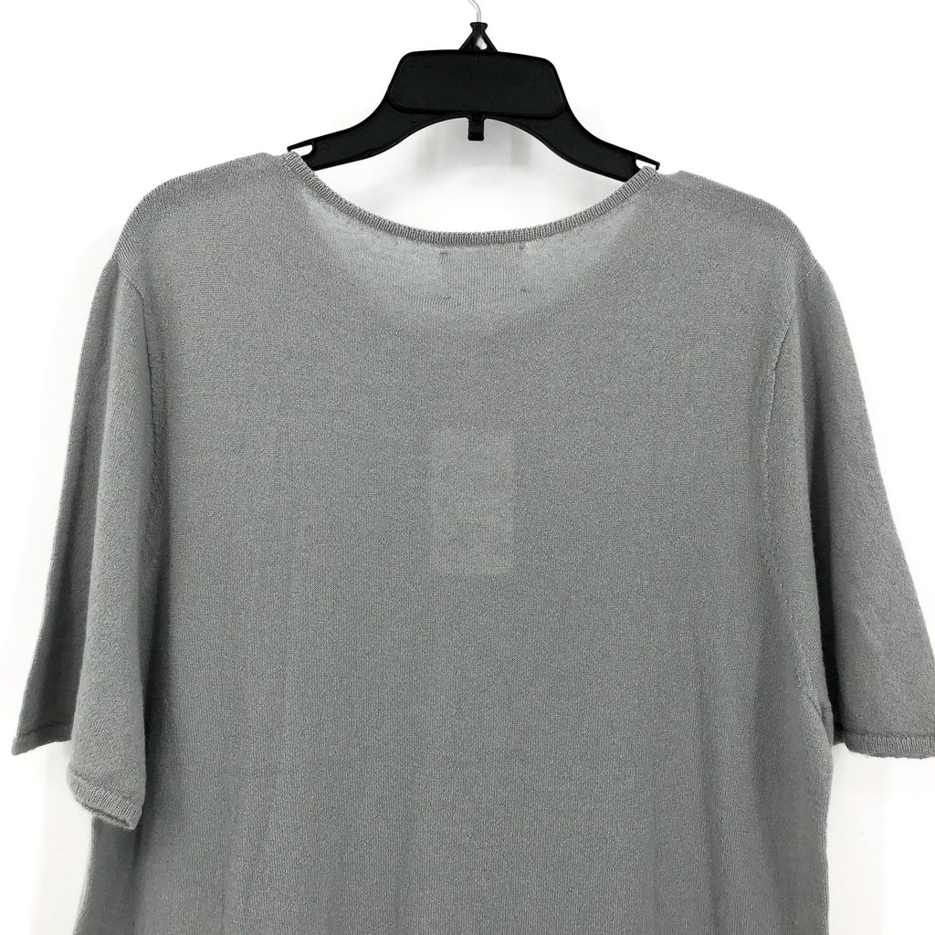 ACTIVE CASHMERE Men's Fine Cashmere T-Shirt Large Light Grey Short Sleeve NWT