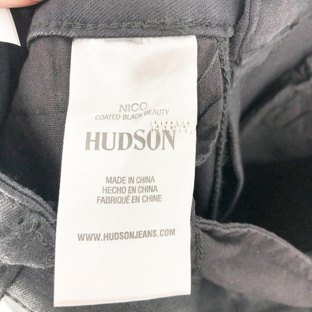 HUDSON JEANS Nico Straight Ankle Jeans Size 24 Coated Black Beauty NWT