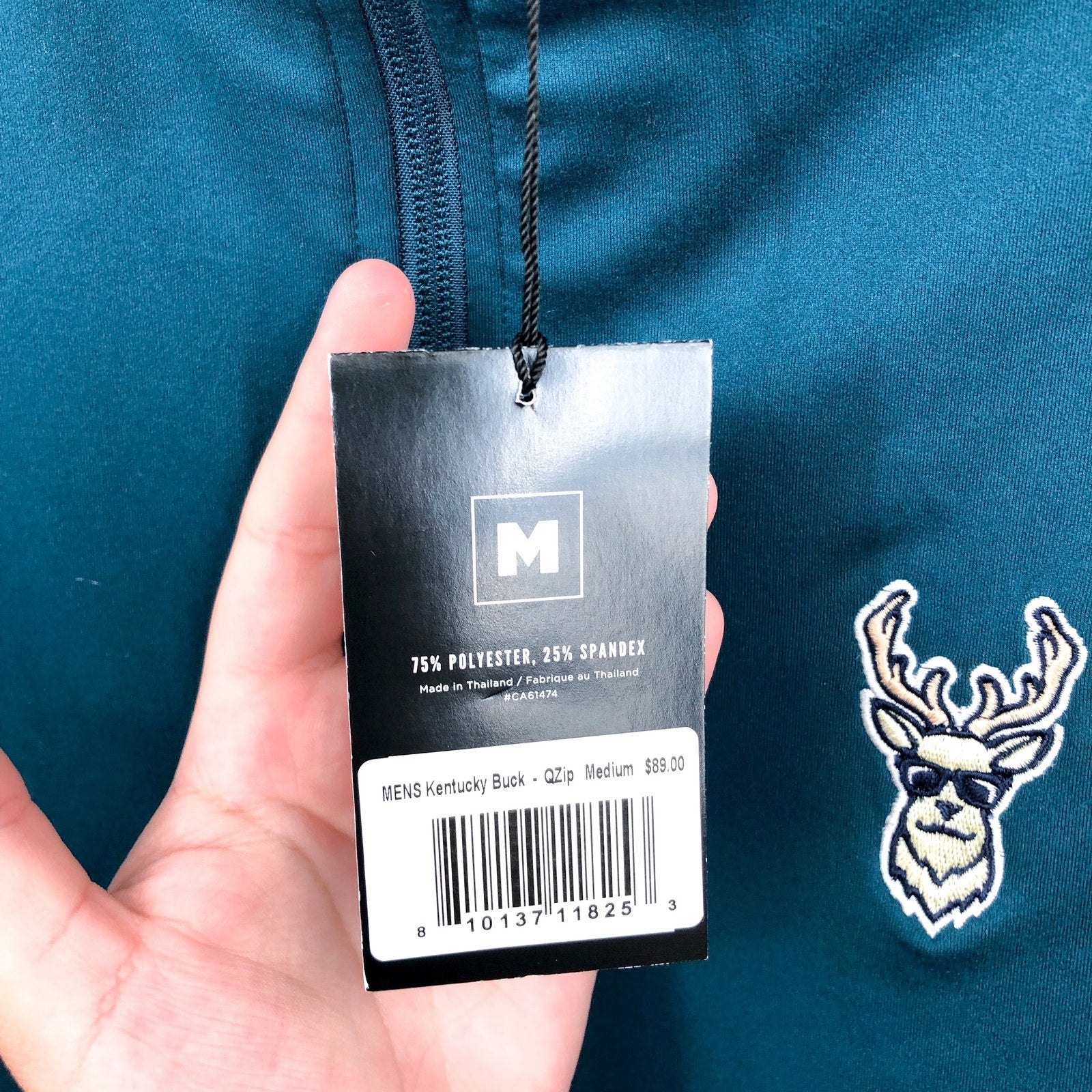 WAGGLE Men's Kentucky Buck 1/4 Zip Pullover Medium Teal Green NWT