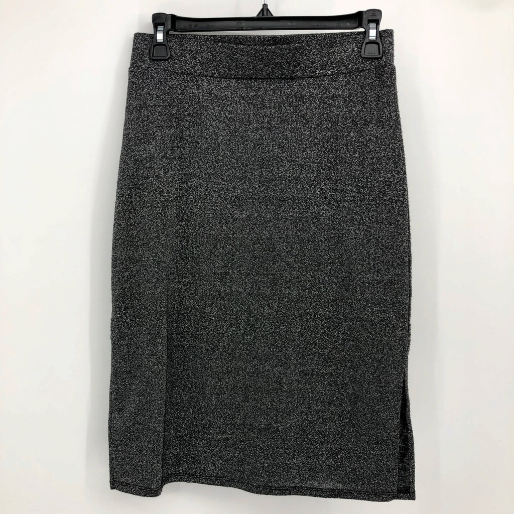 1.State Women's Sparkle Midi Skirt Small Rich Black Small Pull-On Side Slit NWOT