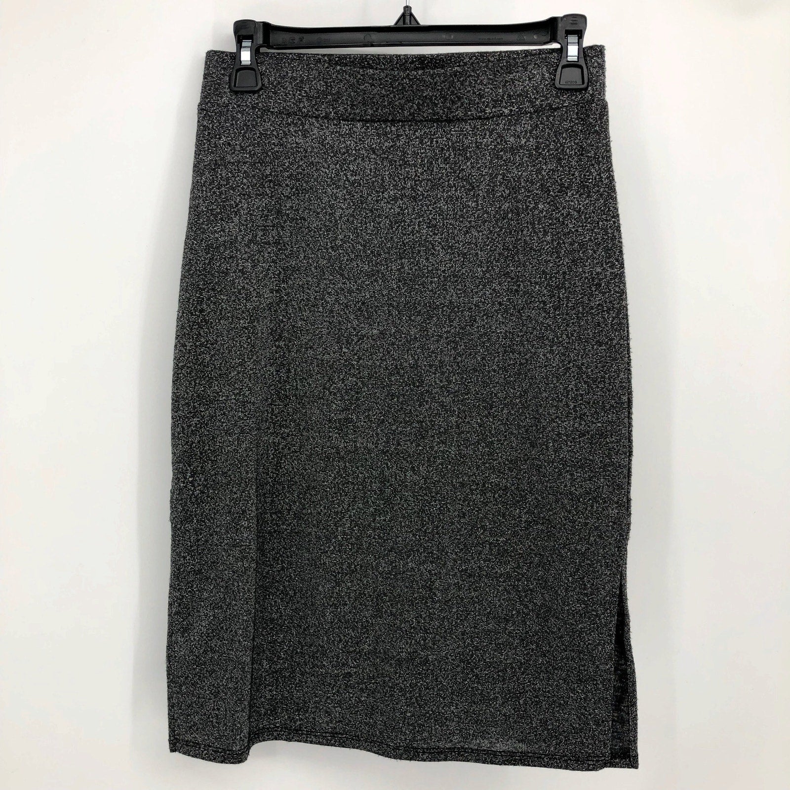 1.State Women's Sparkle Midi Skirt Small Rich Black Small Pull-On Side Slit NWOT
