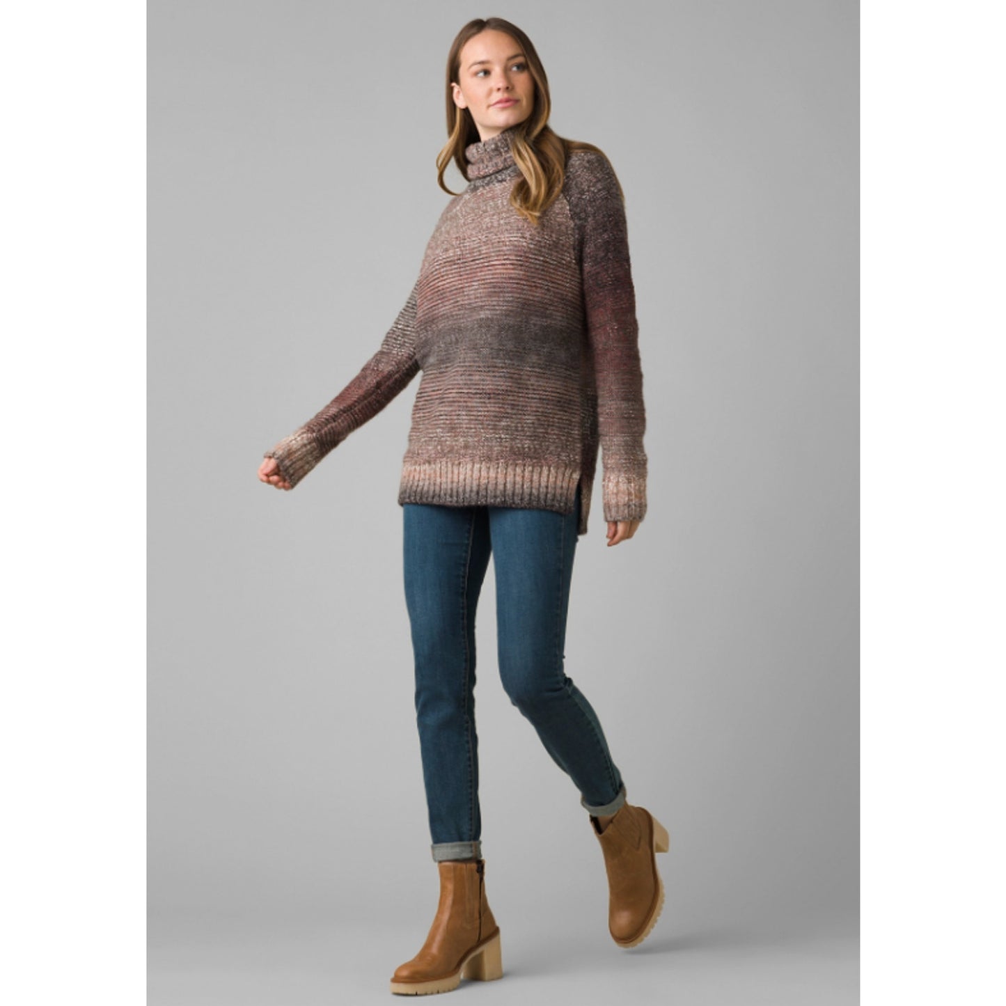 prAna Womens Autum Rein Turtleneck Sweater Tunic Charcoal Multicolor XS