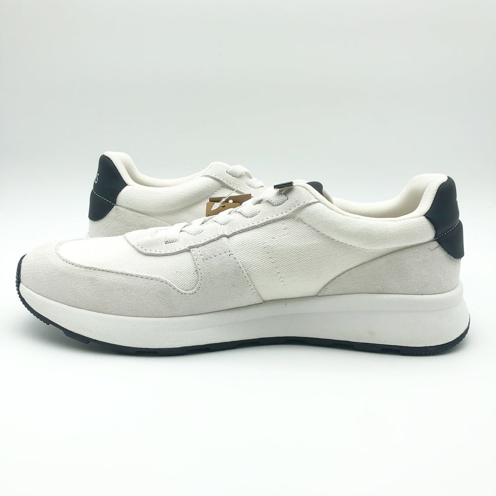 Toms Mens TRVL LITE Retro Runner Sneaker Size 11.5 White Suede Twill NIB