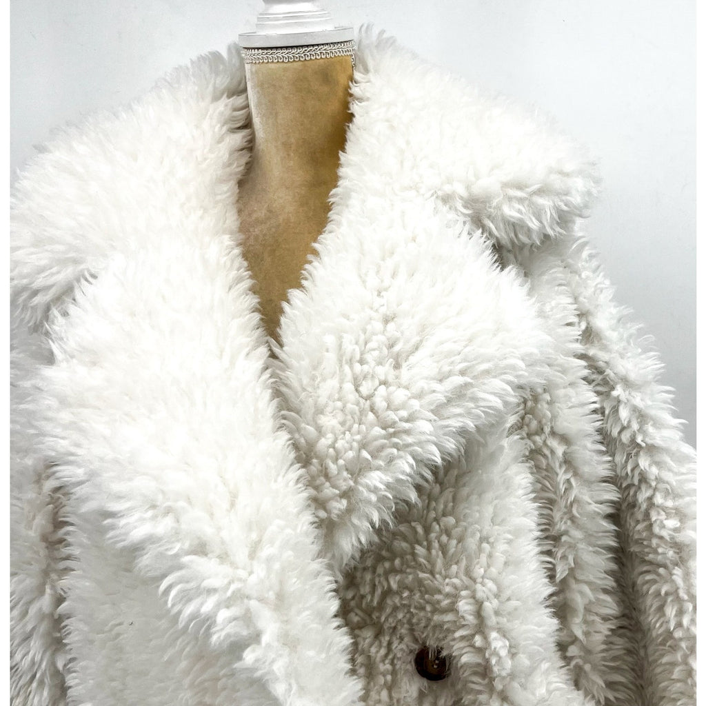 Free People Womens Sophie Faux Fur Peacoat Medium White NWT
