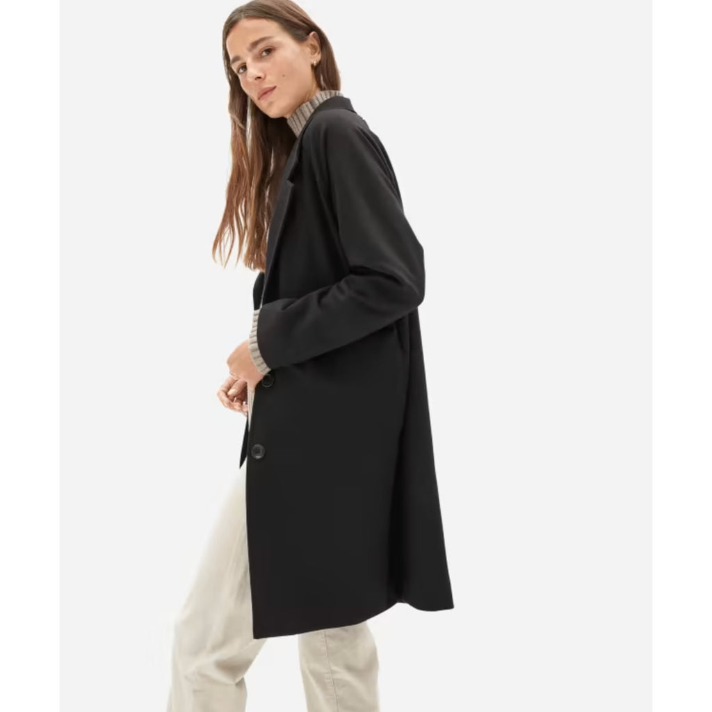 Everlane Womens The Dream Coat Small Black Overcoat Knit Long NWT