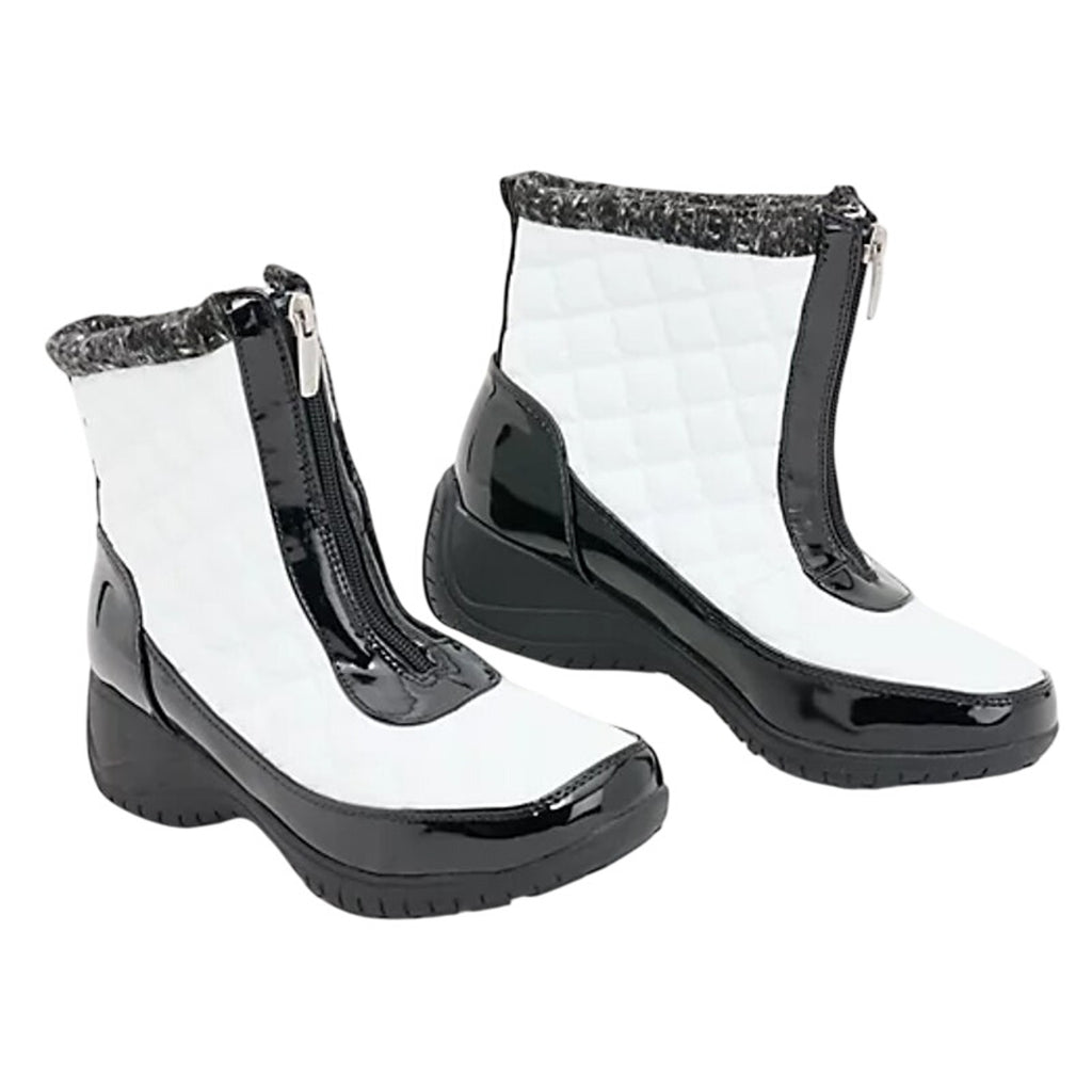 Khombu Womens Megan Snow Boots Size 6.5 Wide White Black Waterproof NIB