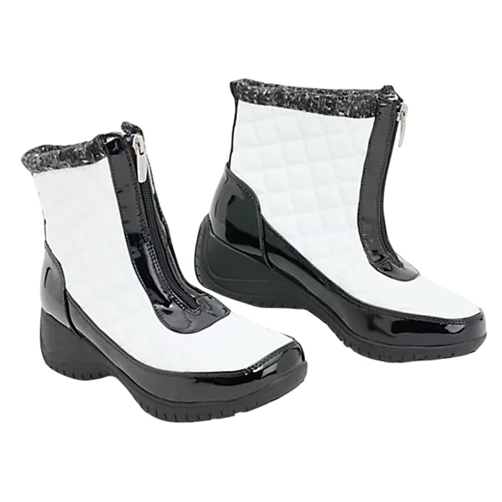 Khombu Womens Megan Snow Boots Size 6.5 Wide White Black Waterproof NIB