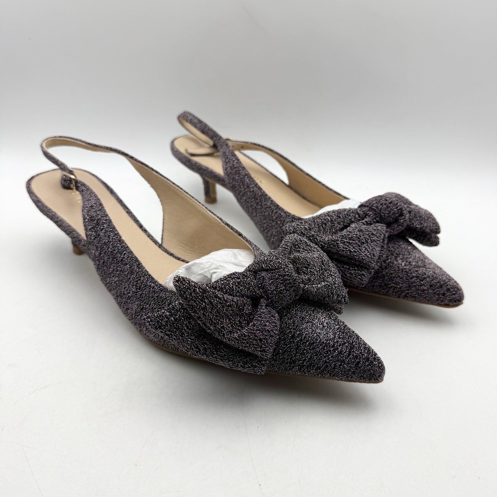 Jack Rogers Womens Debra Kitten Heels US 10 M Dark Gray Sparkle Slingback NIB