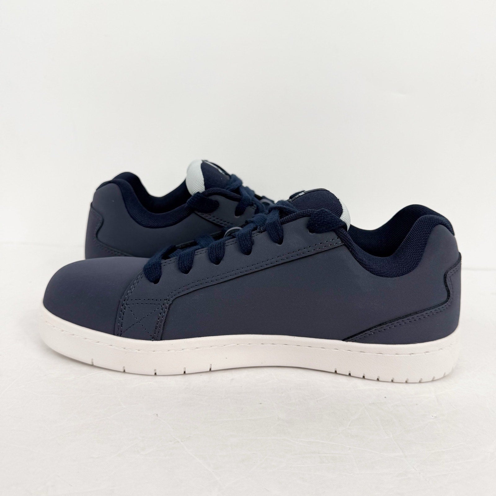 Volcom Mens Stone Comp Toe Work Shoes US 9.5 Navy Blue Leather EH SR NIB