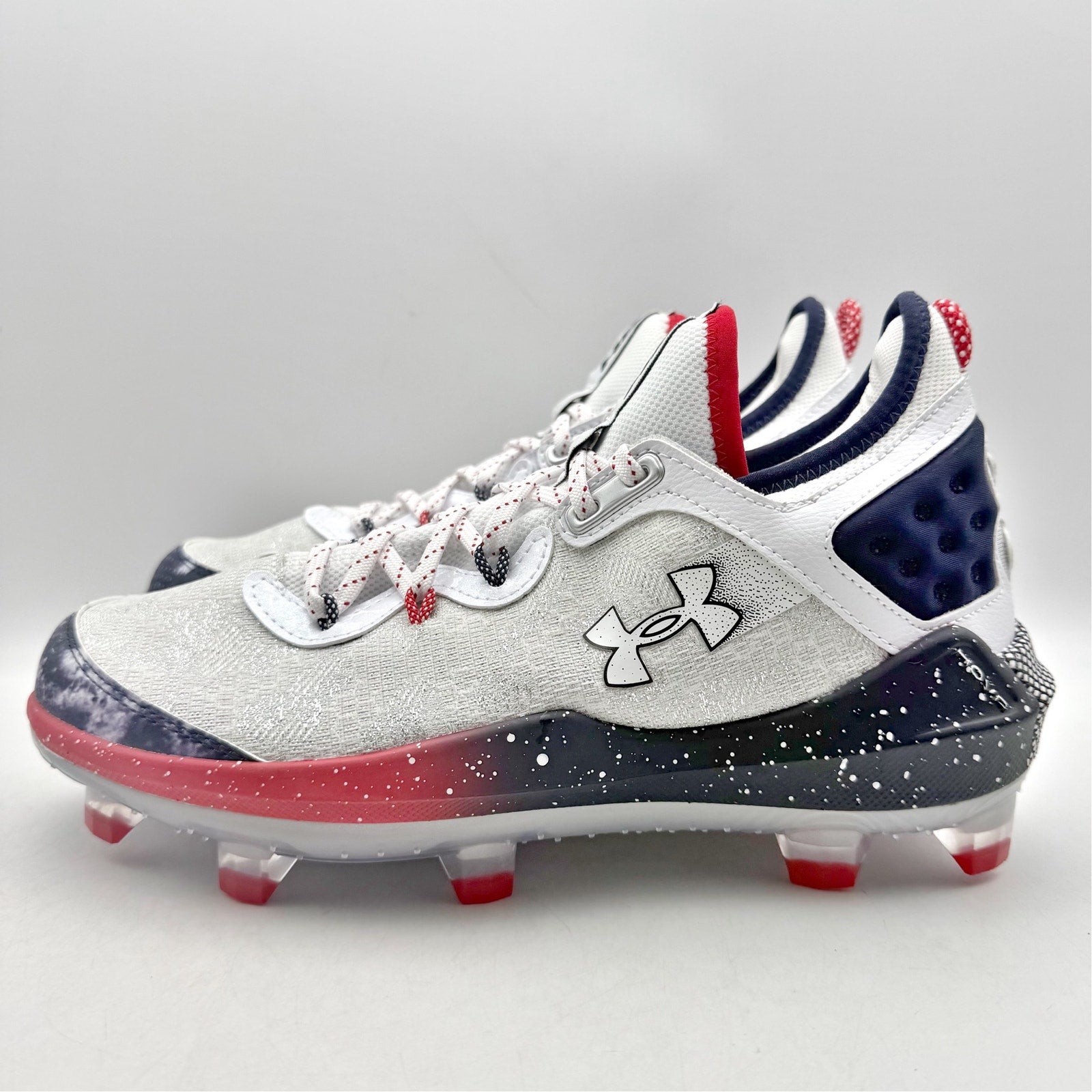 Under Armour Mens Harper 8 Elite TPU Baseball Cleats US 7.5 White Blue Red NWOB