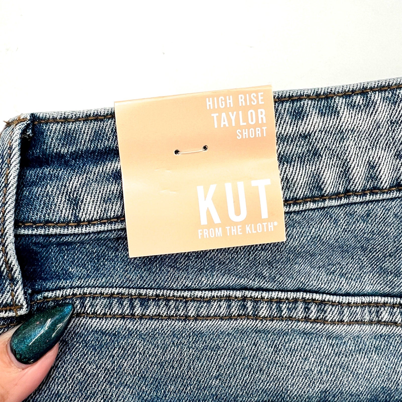 KUT FROM THE KLOTH Taylor Jean Shorts Size 14 Freedom Blue Raw Hem NWT