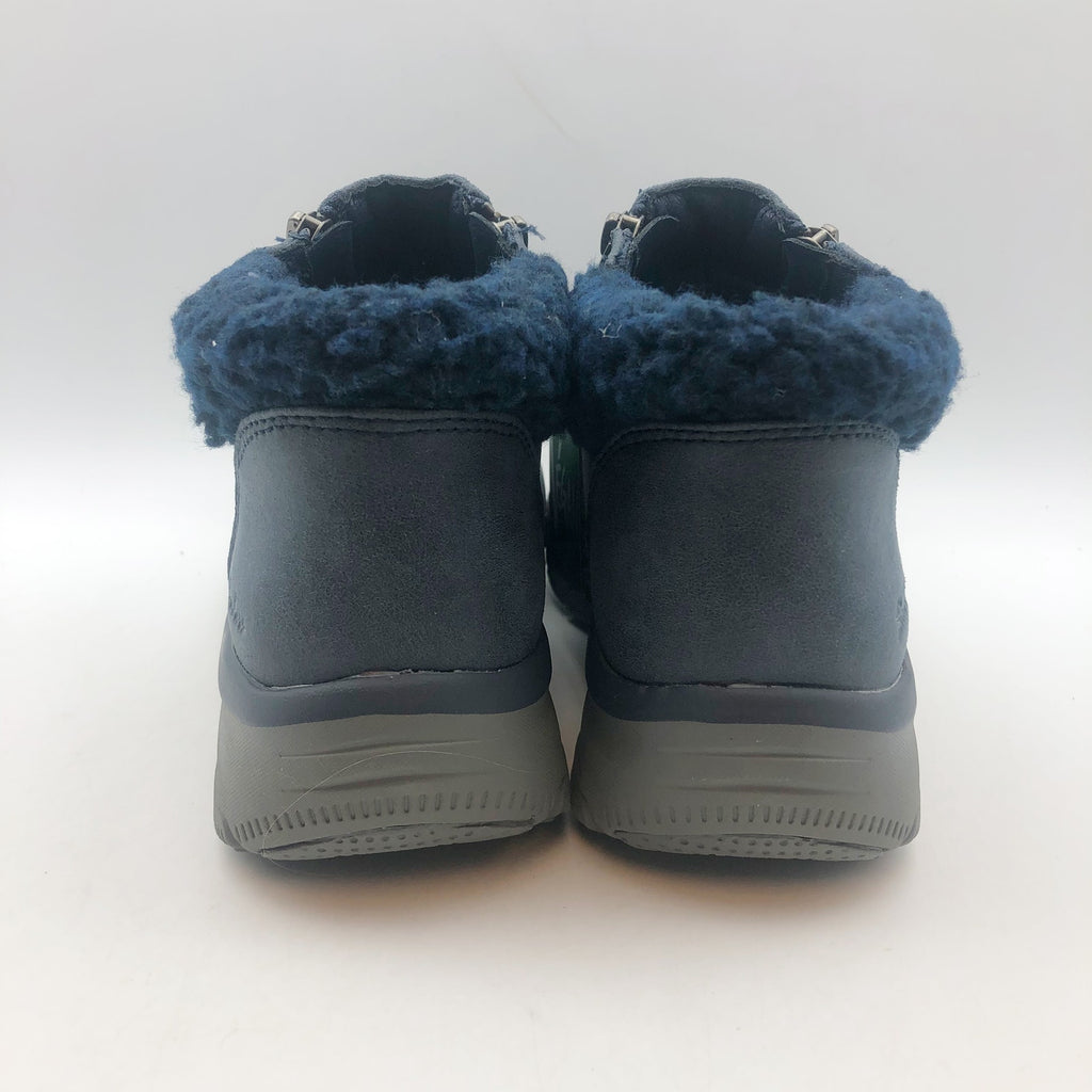 Skechers Women Easy Going Ankle Boots US 7.5 Navy Blue Water Repellent Lined NIB