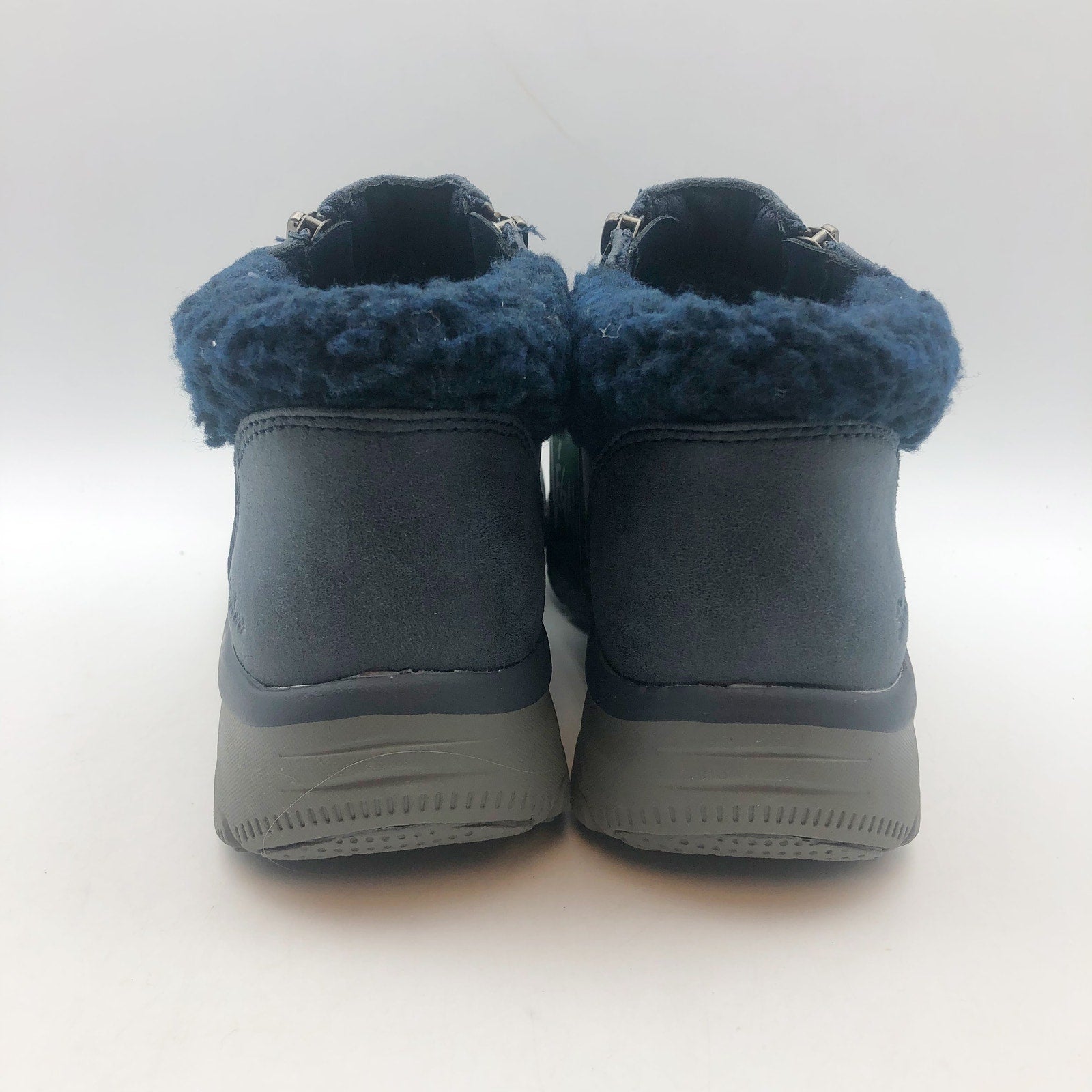 Skechers Women Easy Going Ankle Boots US 7.5 Navy Blue Water Repellent Lined NIB
