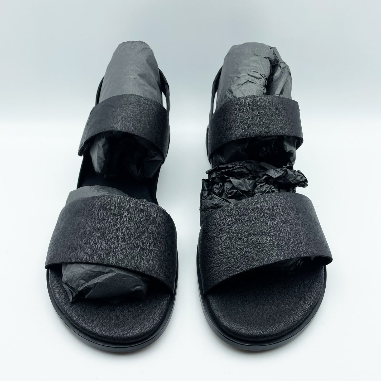 Eileen Fisher Womens Kanza Sandal US 11 Black Tumbled Leather Double Strap NWOB