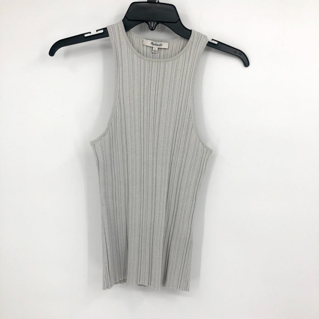 MADEWELL Signature Shimmer Cutaway Sweater Tank Small Silver Vapor NO048 NWT