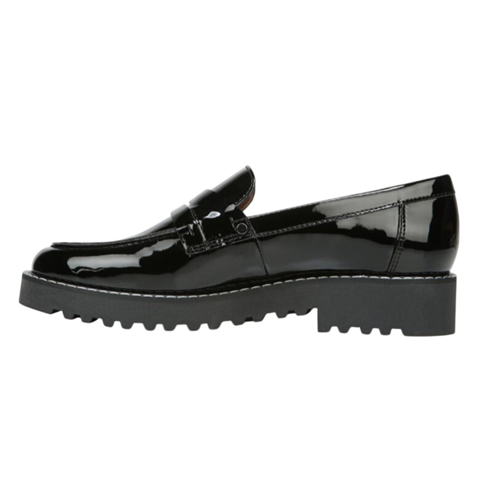 Franco Sarto Womens Cassandra Loafers US 8 M Black Vegan Patent Leather NIB