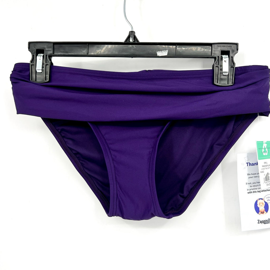 SUNSETS Unforgettable Shirred Brief Bikini Bottom Small Paradise Plum Purple NWT