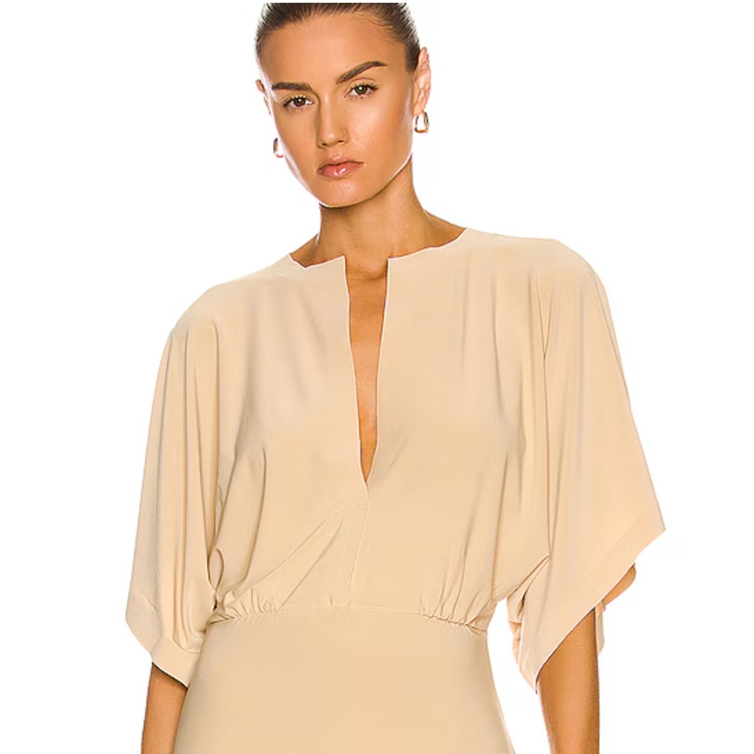 NORMA KAMALI Women's Obie Maxi Dress Large 40 Gold Blonde Stretch-jersey NWT