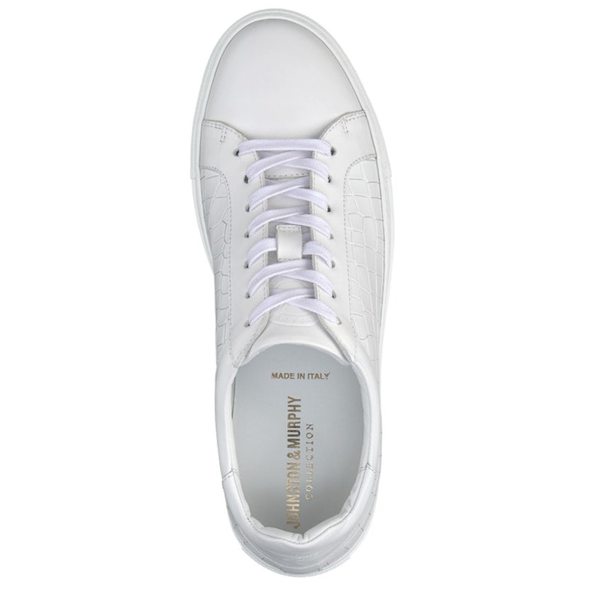 Johnston & Murphy Mens Jake Lace to Toe Casual Sneakers US 8.5 White Leather NIB
