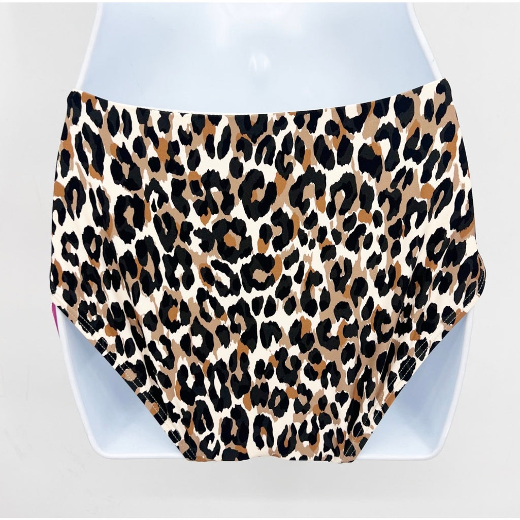 KATE SPADE Women's Heart Belted Bikini Bottom Small Tan Leopard Print NWT