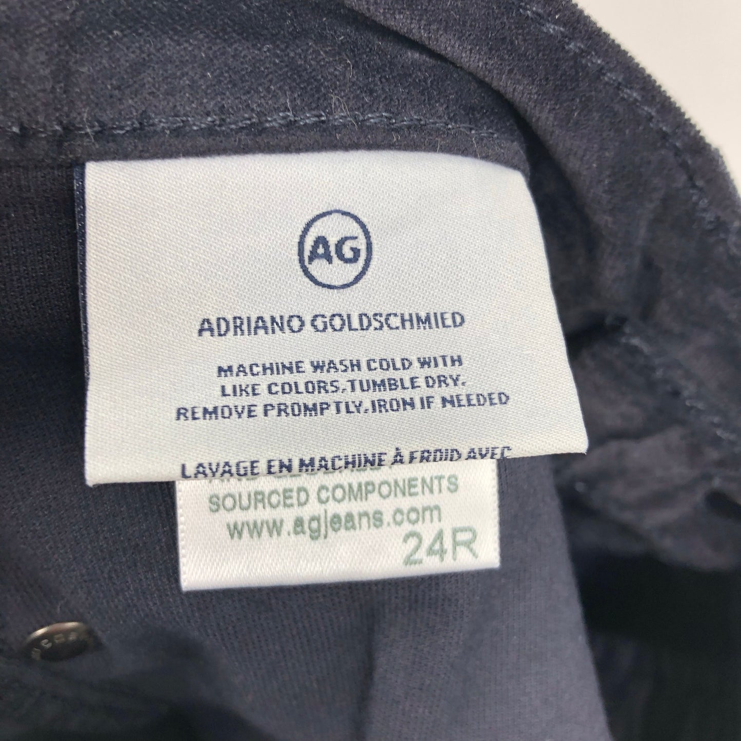 AG ADRIANO GOLDSCHMIED The Legging Velvet Jeans 24R US 00 Black Skinny NWT