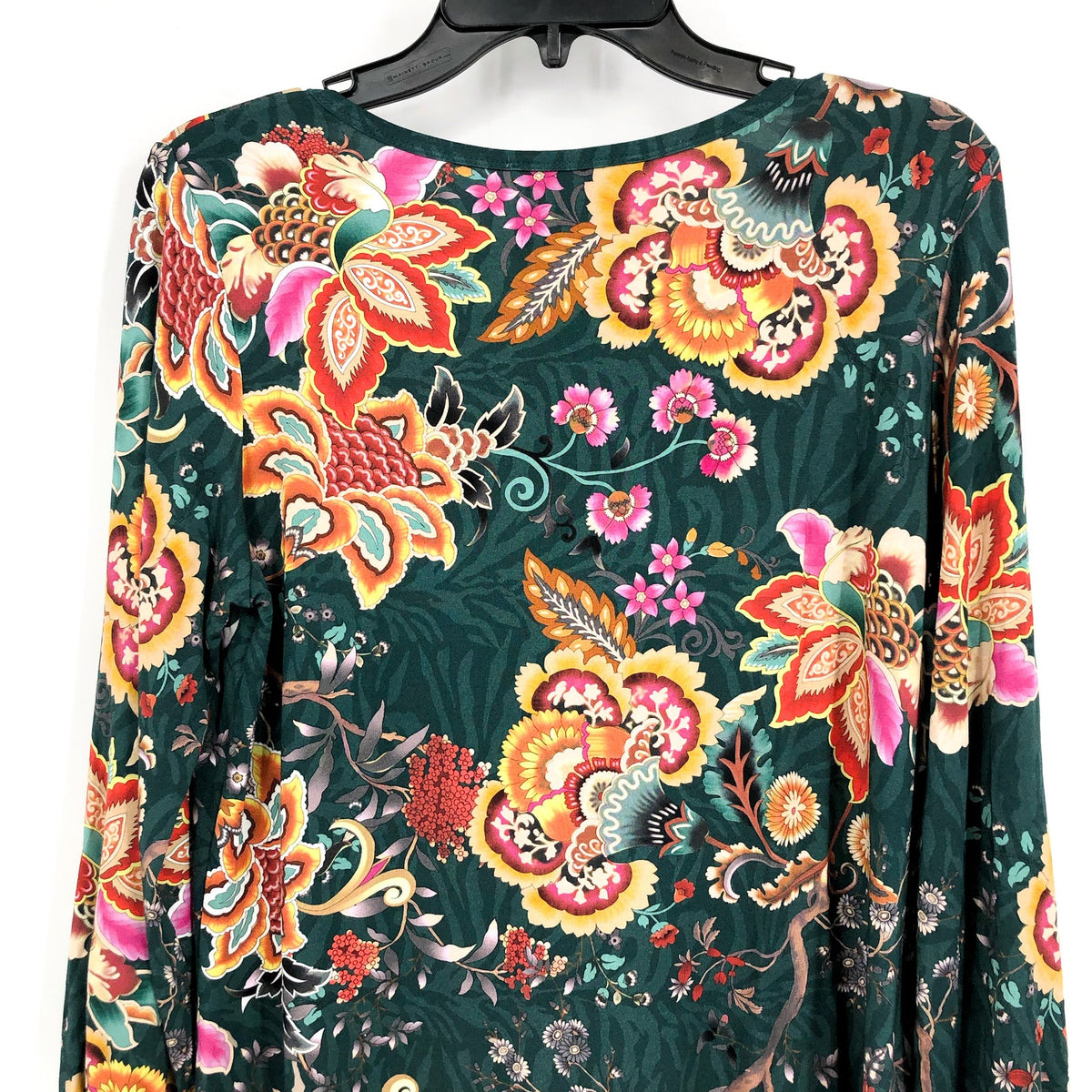 JOHNNY WAS The Janie Favorite Puff Sleeve Knit Tee Medium Green/Multi NWT